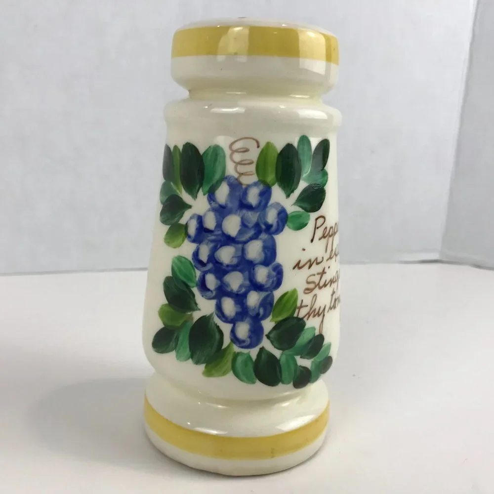 Antique Pepper Shaker with saying on front